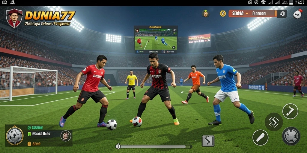 Gameplay DUNIA77 menampilkan momen seru pertandingan olahraga.