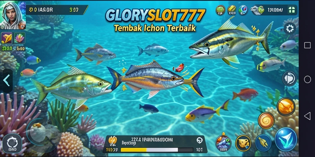 Tampilan gameplay GLORYSLOT777 yang mendebarkan saat menembak ikan.