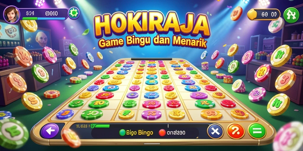 Tampilan permainan Bingo HOKIRAJA yang seru dan penuh warna.