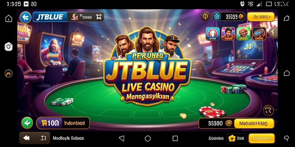 Screenshot JTBLUE menampilkan dealer profesional dalam permainan Live Casino.