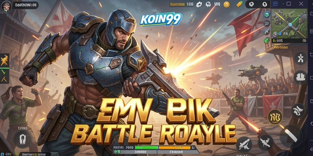Screenshot gameplay KOIN99 menampilkan aksi Battle Royale yang mendebarkan.