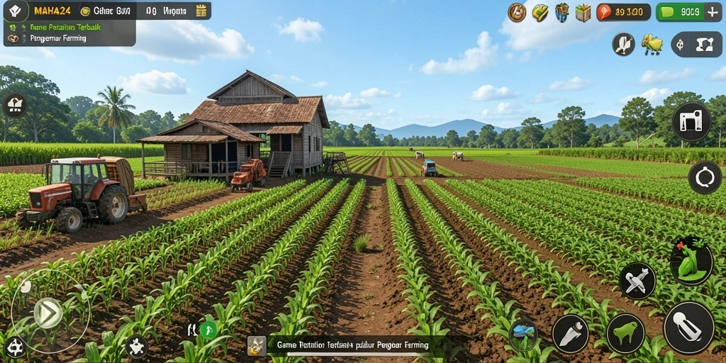Tangkapan layar game MAHA24 menampilkan aktivitas pertanian yang seru dan menarik.