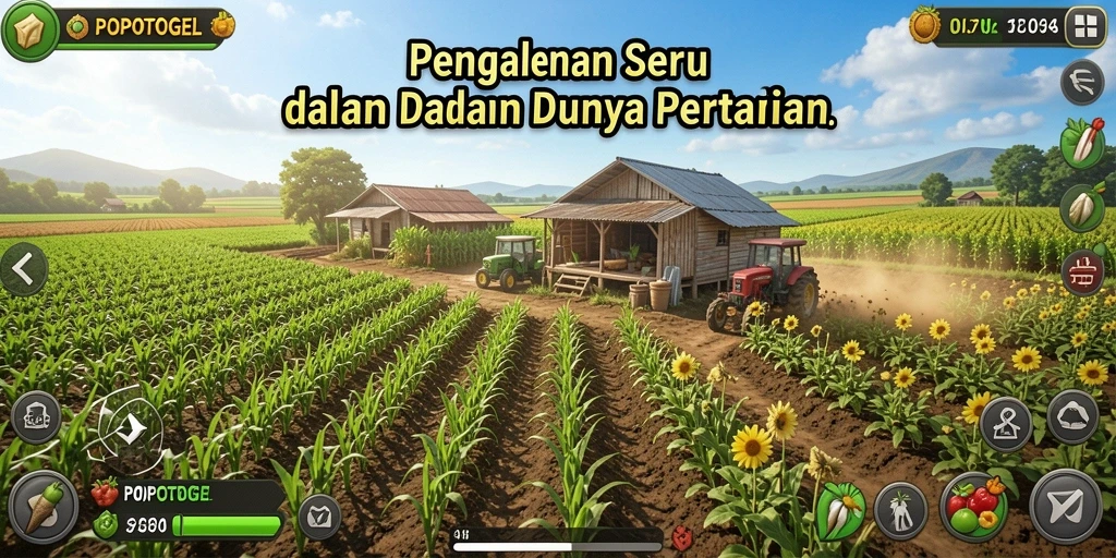 Gameplay seru dari POPOTOGEL yang menggambarkan aktivitas bertani.