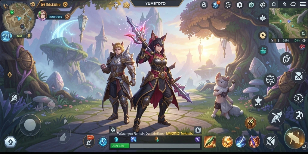 Screenshot YUMETOTO menampilkan aksi seru dalam game MMORPG.